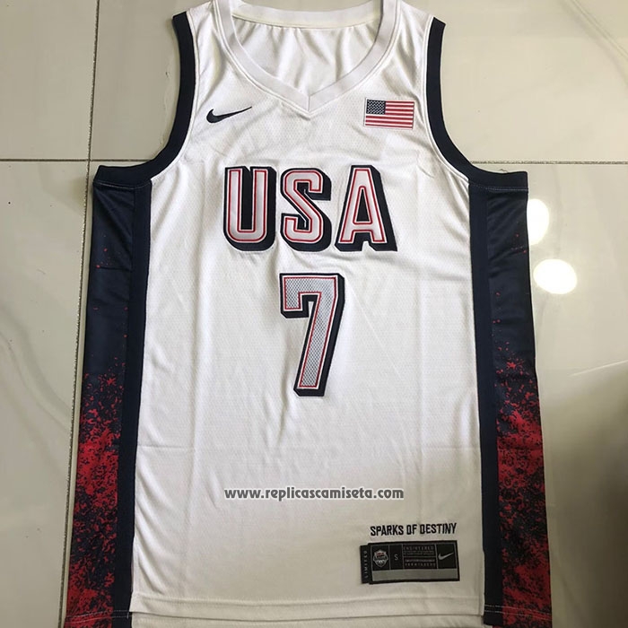 Camiseta USA 2024 Kevin Durant #7 Blanco